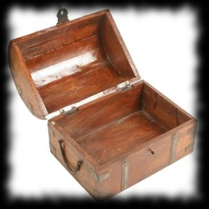 Small Wood Pirate Treasure Chest Halloween Decoration