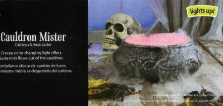 Smoking bubbling witches cauldron Halloween decoration